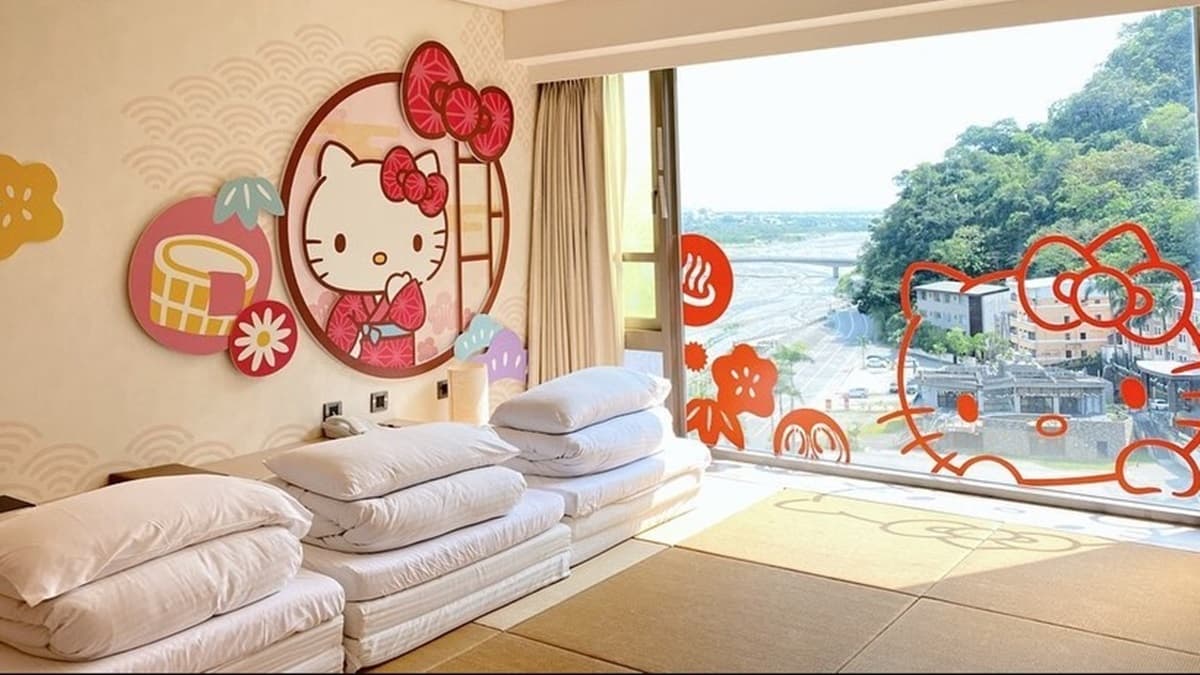 全台唯一「Hello Kitty」主題房!270度房間泡溫泉、日式浴衣景可拍