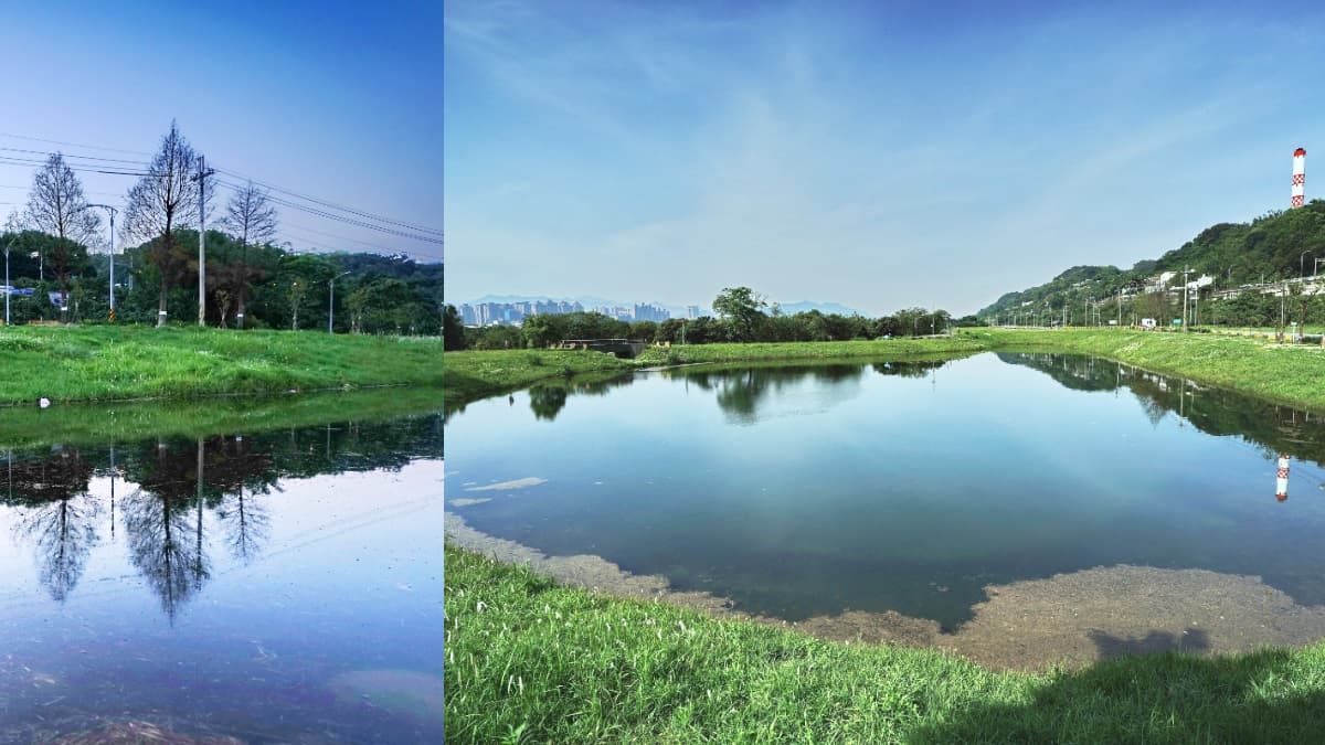 「心形鏡面湖」打卡了!新北河濱隱藏版景點「沐心池」,碎石步道年底完工