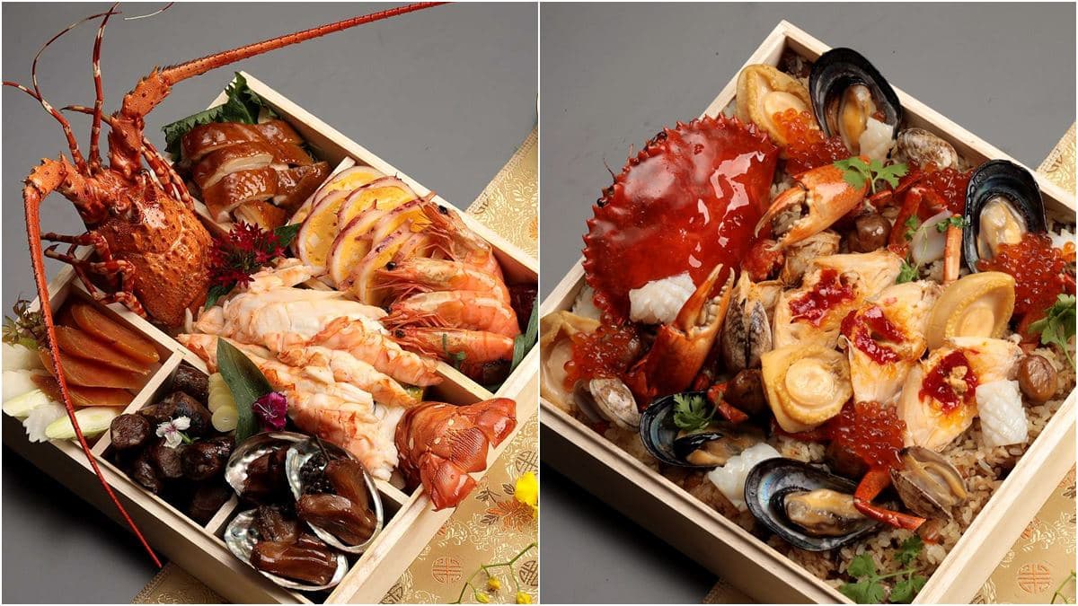 中威力彩頭獎要吃!8880元超華麗便當,龍蝦、鮑魚、紅蟳、淡菜都在這3層木盒裡