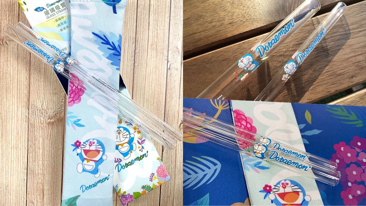 立馬融化!超商獨家開賣「哆啦A夢花朵玻璃吸管」,粗細吸管、吸管刷可愛又環保