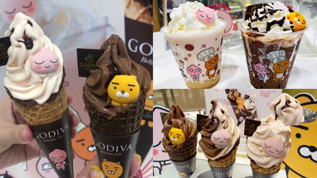 GODIVA聯名KAKAO FRIENDS冰品:萊恩巧克力霜淇淋、桃子巧克力凍飲