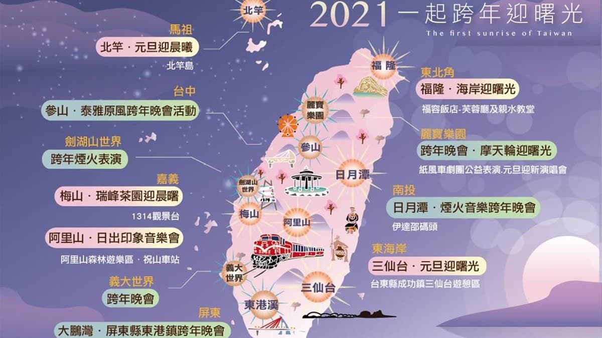 一張圖掌握全台跨年活動!這裡迎第一道曙光、阿里山聽日出音樂會,加碼搭環台曙光列車