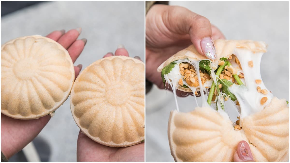 女神難忘的古早味!新竹人氣白色麥芽餅1顆只要15元,純手工現點現做一口咬下會牽絲