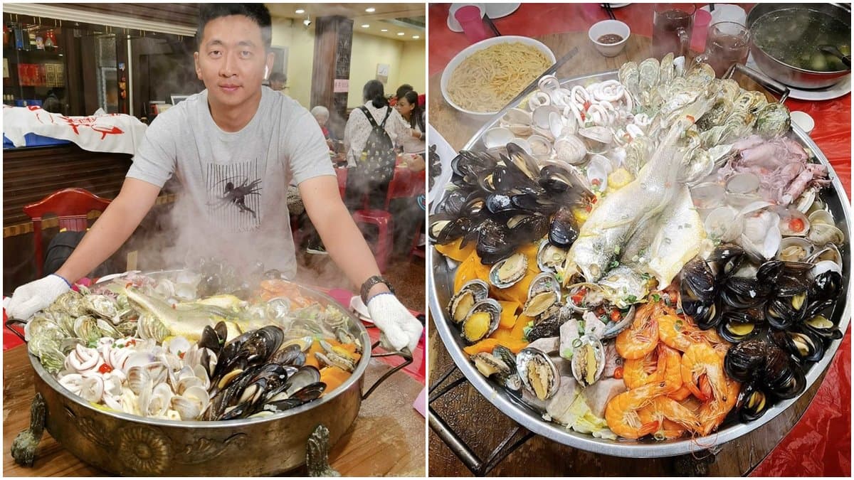 比臉盆還大!超浮誇「痛風鍋」塞滿10種海鮮,生蠔、鮑魚、牛奶貝樣樣肥美鮮甜