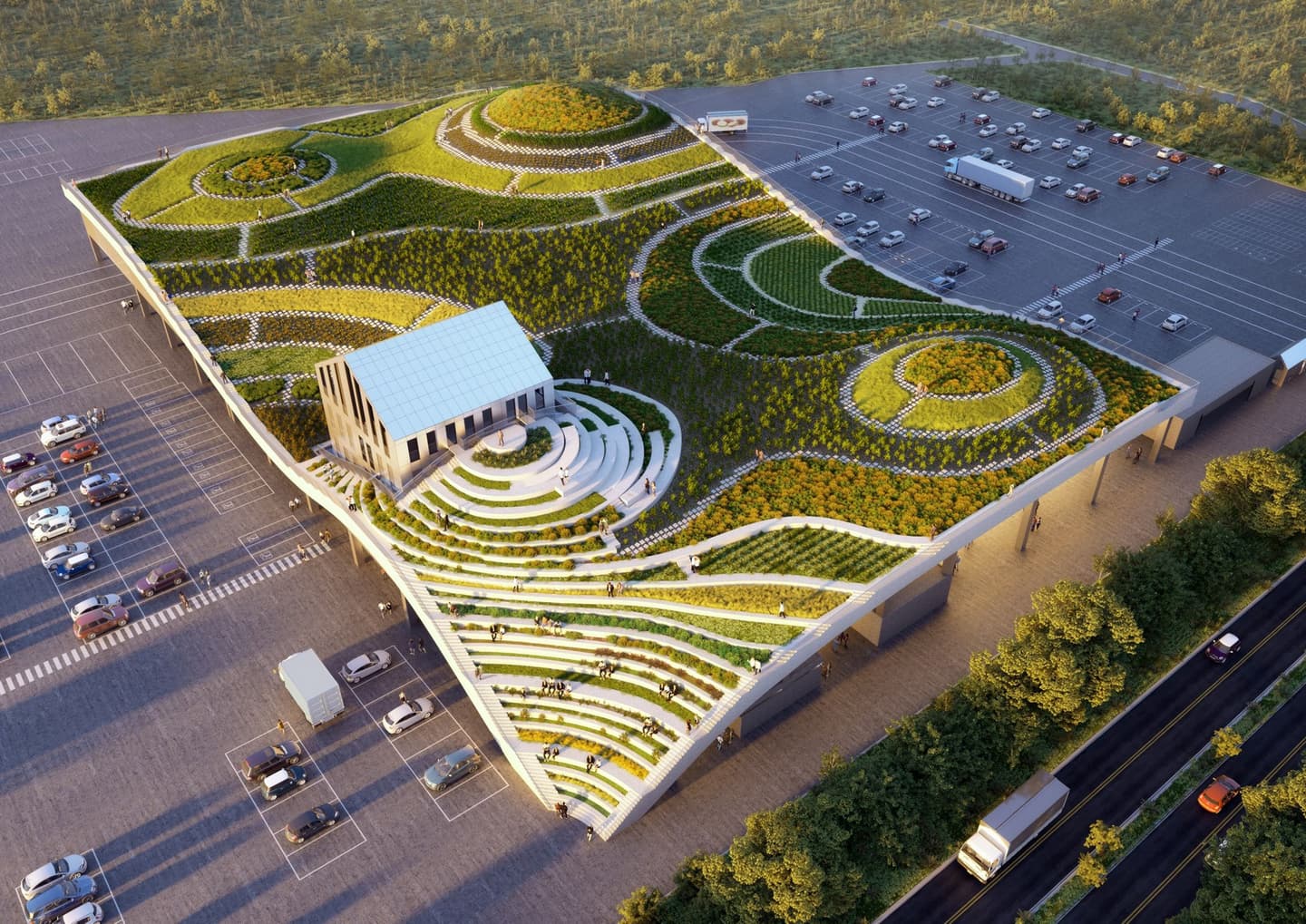 全台首間「梯田式菜市場」!台南「新化果菜市場」9月開,波浪式屋頂種菜、遛小孩 全台首間「梯田式菜市場」!台南「新化果菜市場」9月開,波浪式屋頂種菜、遛小孩