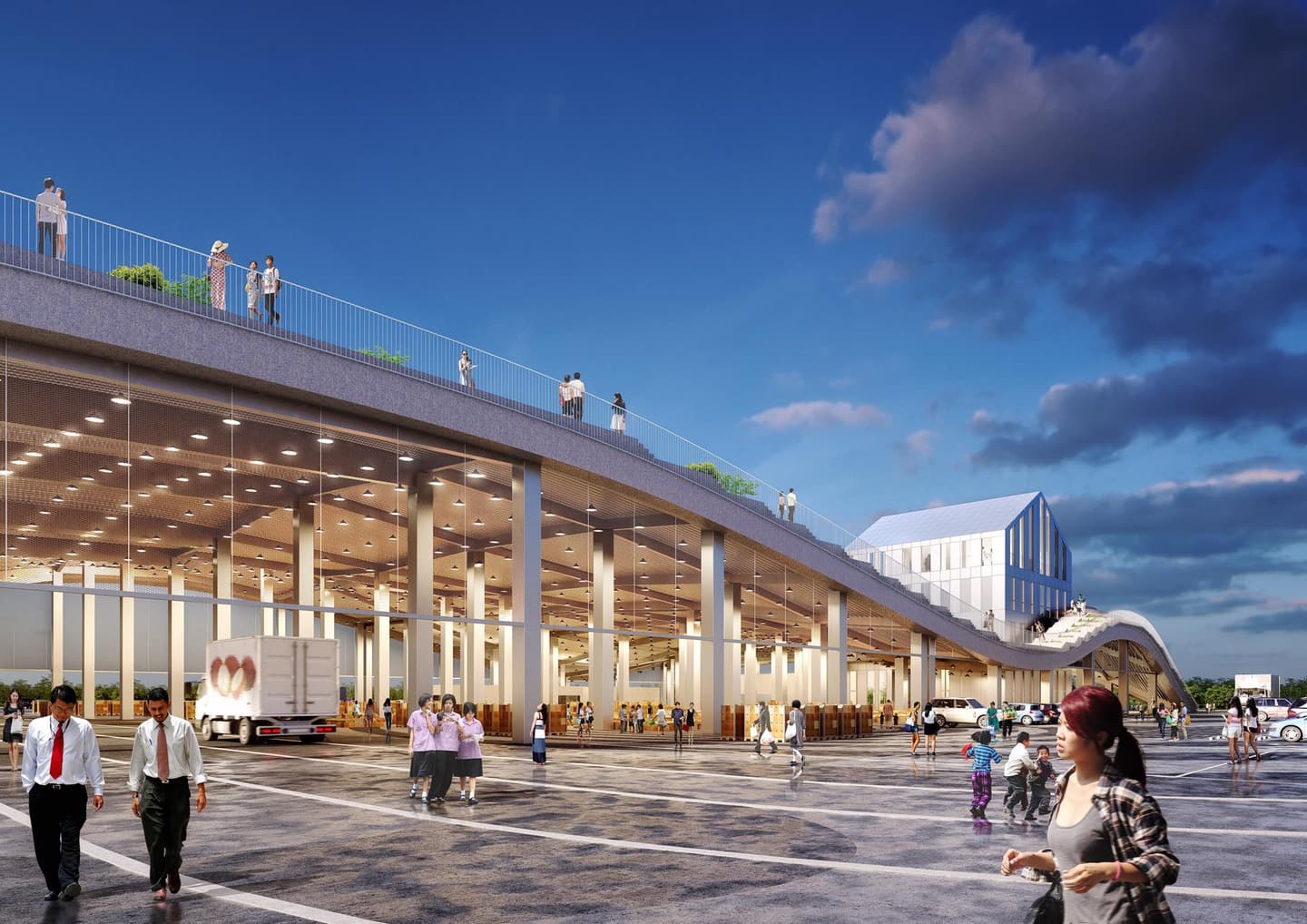 全台首間「梯田式菜市場」!台南「新化果菜市場」9月開,波浪式屋頂種菜、遛小孩 全台首間「梯田式菜市場」!台南「新化果菜市場」9月開,波浪式屋頂種菜、遛小孩