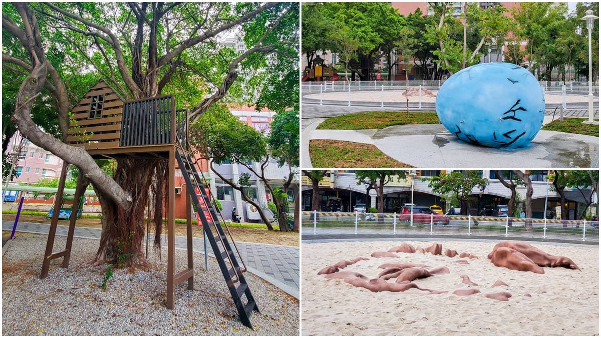 找到恐龍蛋了!台南公園「考古沙坑」24小時開放尋寶,還能溜滑梯、爬樹屋探險