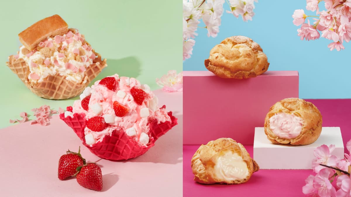 吃得到櫻桃果餡! beard papa爆餡「粉雪春櫻泡芙」、COLD STONE「櫻櫻莓戀」新鮮草莓+小麻糬太欠吃