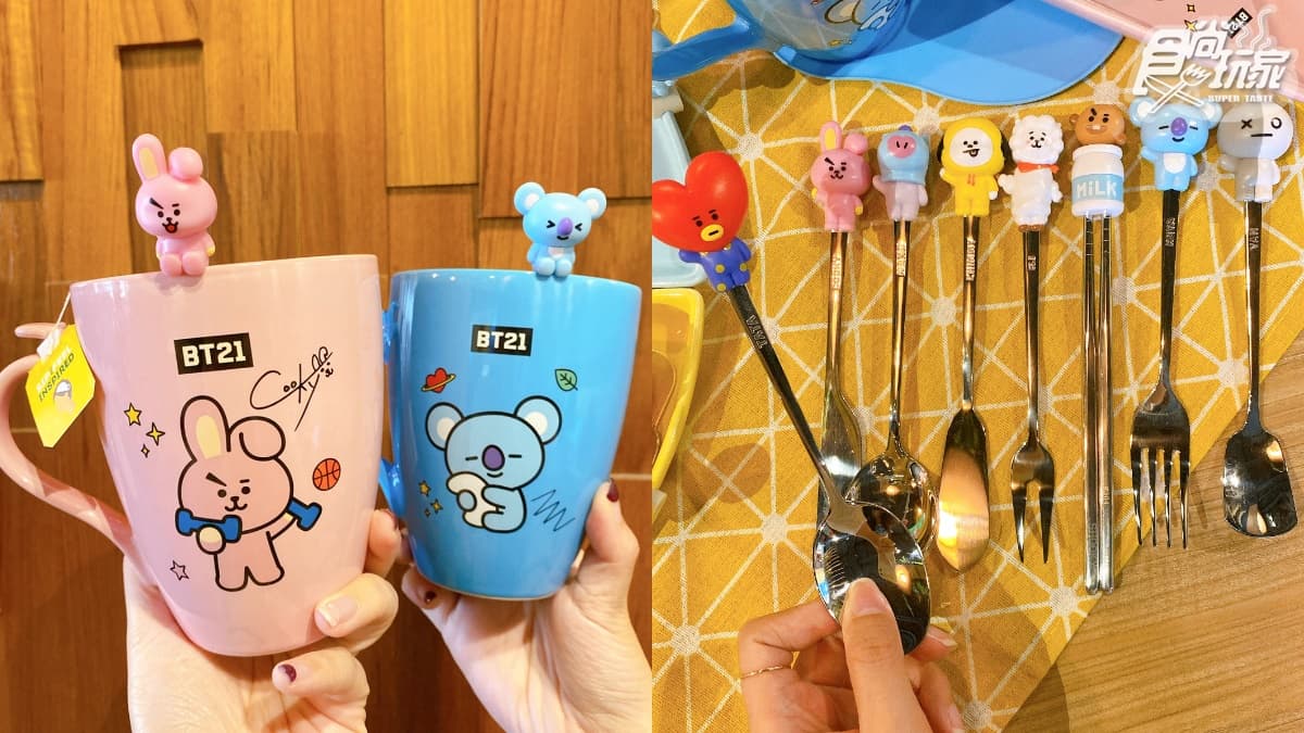 BT21餐具百元有找!全聯「宇宙明星BT21」24款餐具一次看,馬克杯、三角盤公仔組可愛必收