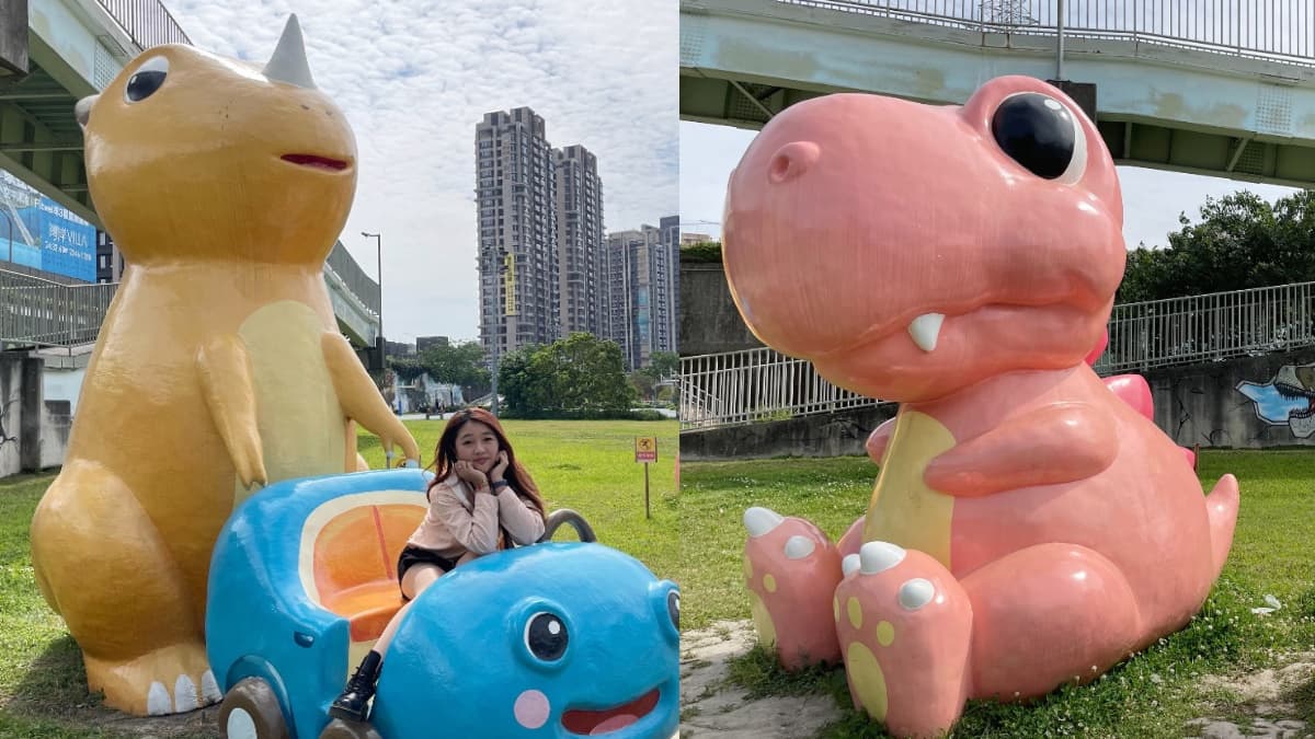 新北最萌「小型侏羅紀公園」翻新了!「恐龍園區」換上粉嫩馬卡龍色,3D彩繪牆也復活