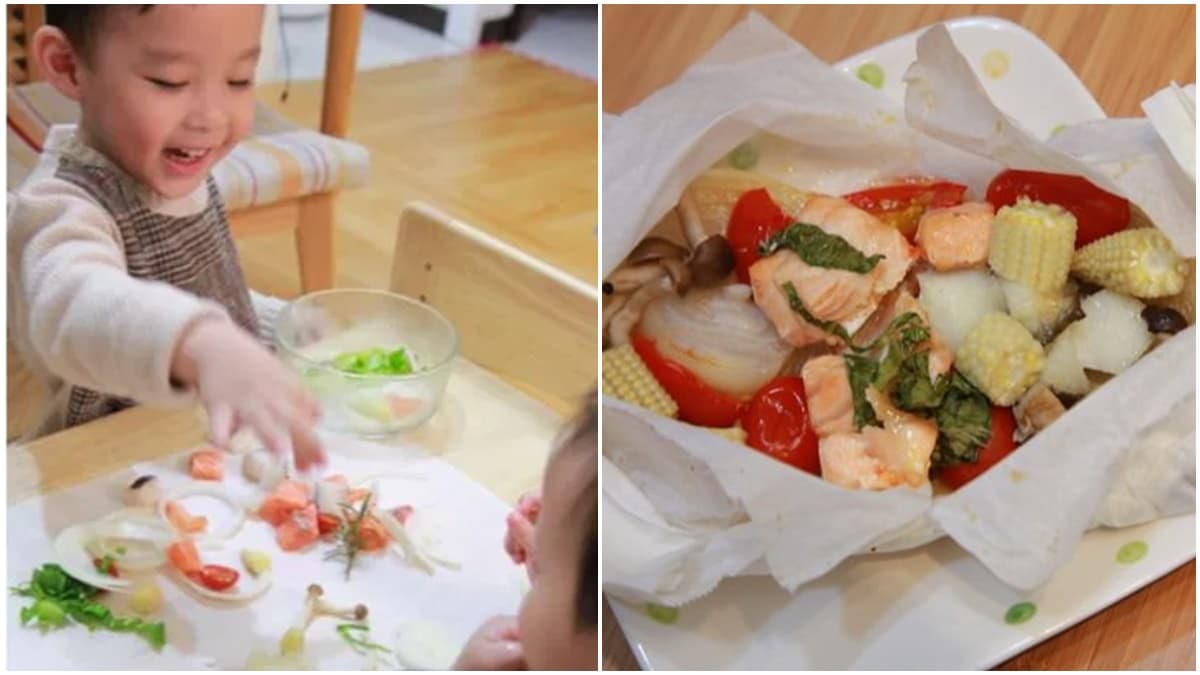 「懶人料理」幼稚園小孩也能一起DIY!「爐烤紙包海鮮」超簡單,有烤箱就能做