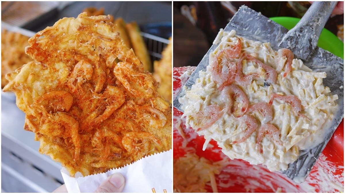 蝦餅現點現炸!銅板價外帶美食用料不手軟,滿滿蝦子只賣35元