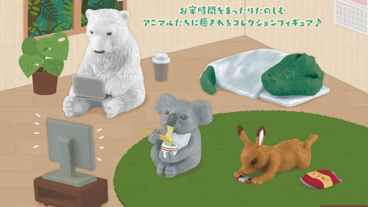 北極熊、無尾熊化身防疫阿宅!日本推4款「居家動物」扭蛋,吃泡麵、玩電動超寫實還原