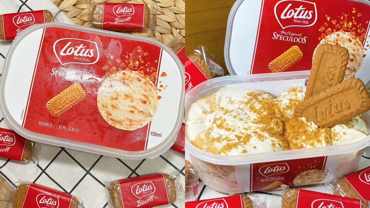 整桶抱著爽嗑!Lotus1公升「焦糖脆餅冰淇淋」這裡買,撒滿「蓮花脆餅碎」太欠吃