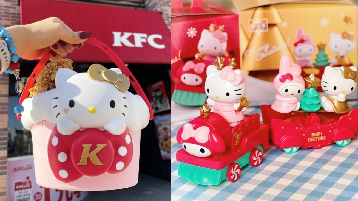 Kitty粉注意!肯德基「Hello Kitty炸雞桶+三麗鷗列車」萌翻,網:敲碗台灣開賣