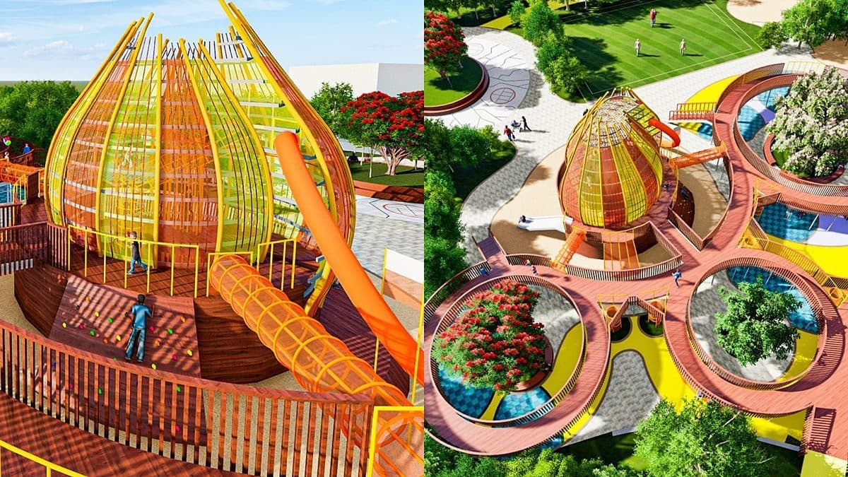 全台首座「洋蔥大福遊樂園」!在世界最大土地公廟旁,巨型籤詩、溜滑梯可玩