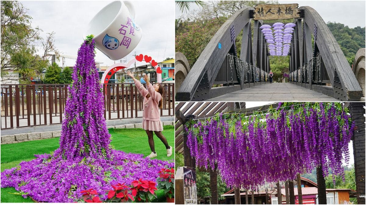免飛日本賞夢幻紫藤花!台中「石岡花漾園區」打卡騰空紫色花瀑、紫雨傘隧道