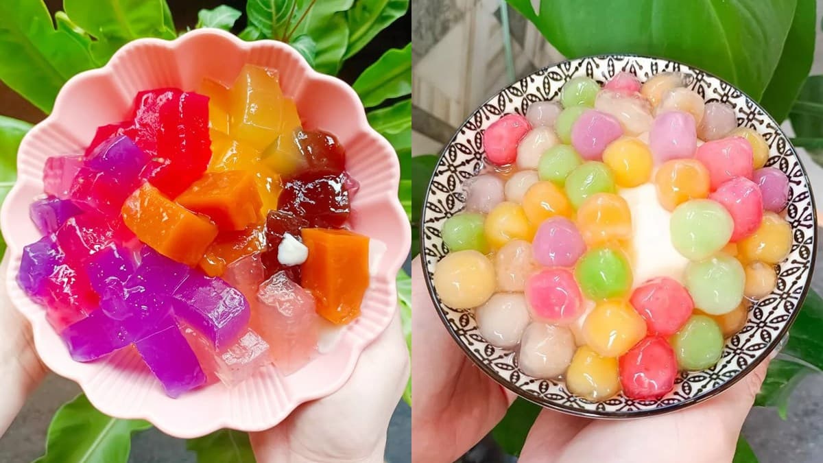 打卡「最美下午茶」!7色「彩虹粉粿」尬豆花Q彈好唰嘴,水果QQ圓也超吸睛