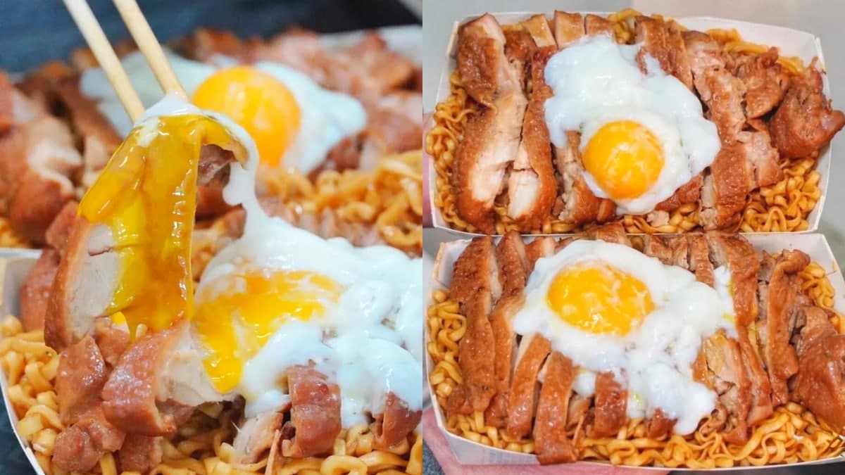 100元就能吃超飽!網推「爆量雞腿排麵」滿到看不見麵,再搭溫泉蛋邪惡度破表