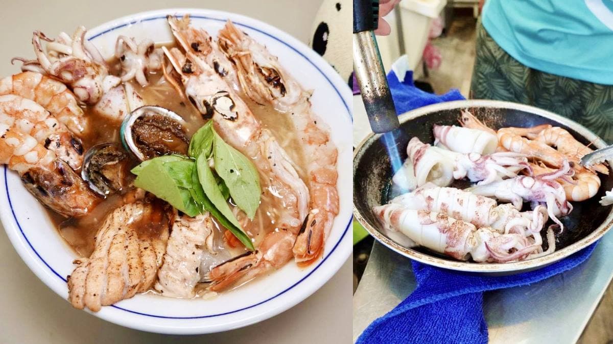 跟老闆混熟才吃得到!隱藏版「痛風麵線」鋪滿海鮮,怒嗑炙燒整隻中卷、鮑魚