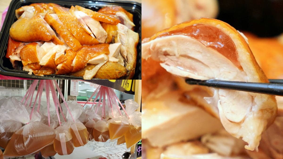 買雞肉送雞湯超佛!市場「人氣甘蔗雞」皮彈肉嫩有嚼勁,搭Q滑肉凍一吃上癮