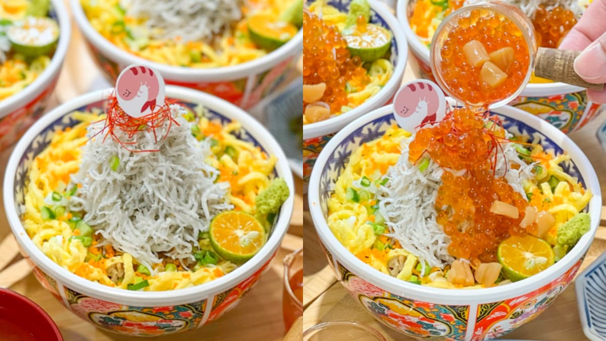 打卡免費吃魚薯條!超浮誇「吻仔魚丼飯」堆成小山高,再淋滿滿鮭魚卵+干貝