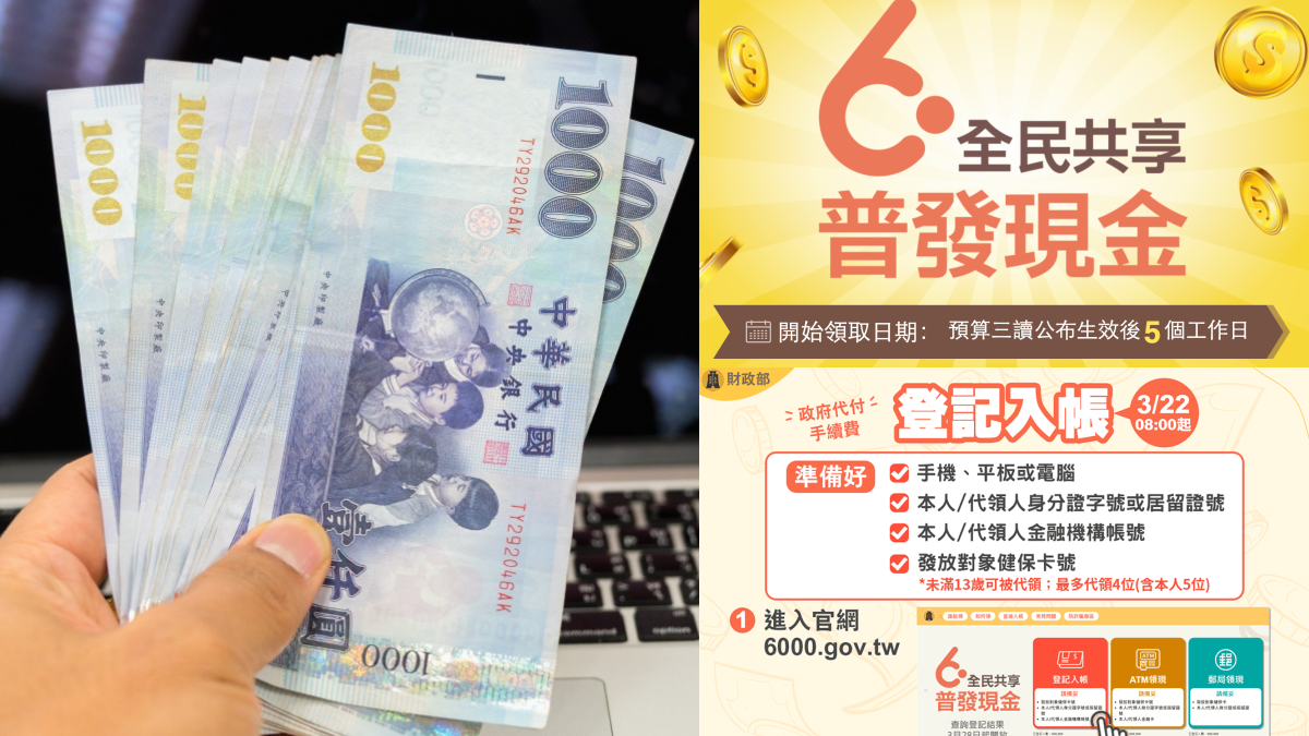 身分證尾數0、1先開跑!普發6000元登記順序出爐,網路登記流程1圖搞懂