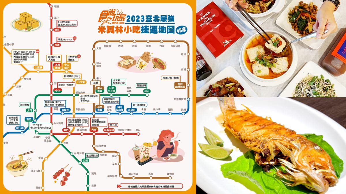 「2023台北米其林小吃」捷運地圖!入選45家全台之冠,蟬聯6年「10名店」曝