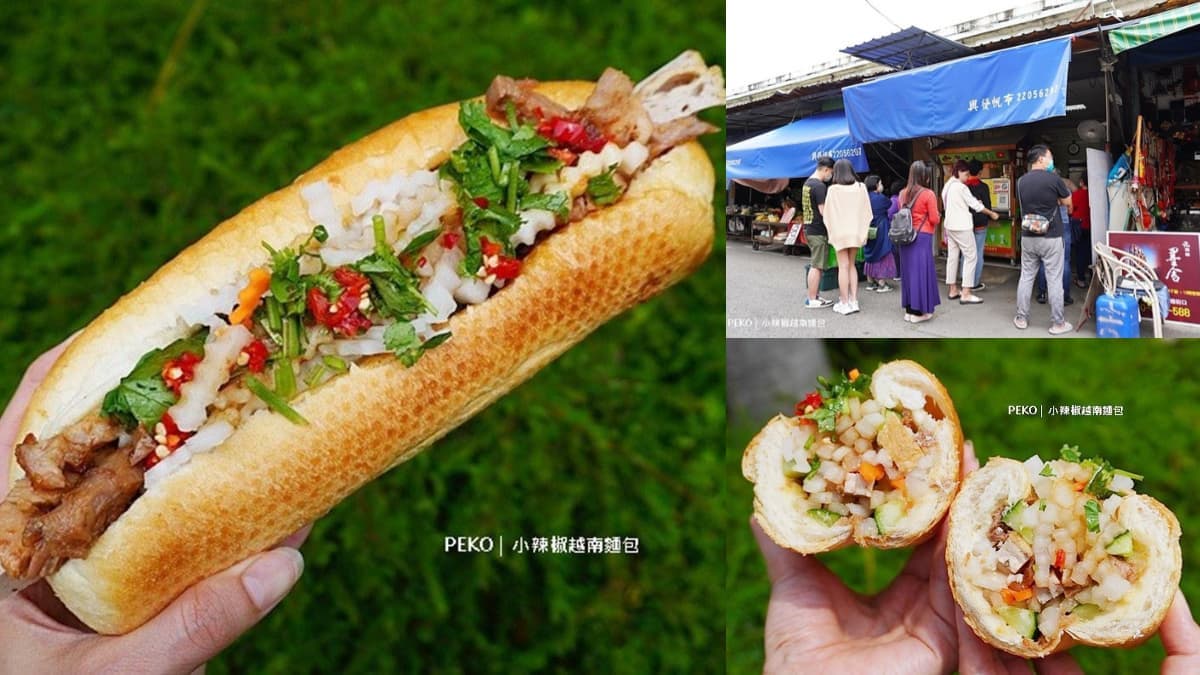 網推台中最好吃!第三市場「爆餡越南麵包」排隊半小時起跳,配料塞滿不手軟