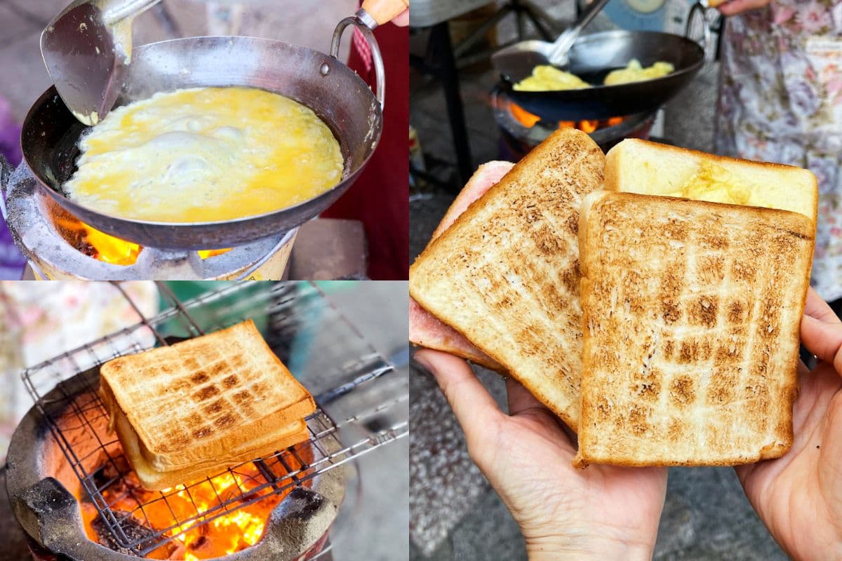 廟前60年「阿嬤牌三明治」!古早味豬油煎蛋軟嫩銷魂,炭火直烤金黃酥香