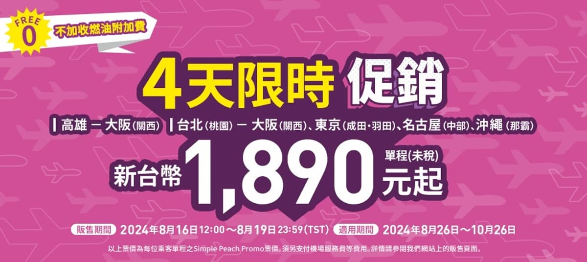 日本來回免5千!樂桃4天優惠「今天這時」開搶,加映大邱機票3100元起 日本來回免5千!樂桃4天優惠「今天這時」開搶,加映大邱機票3100元起