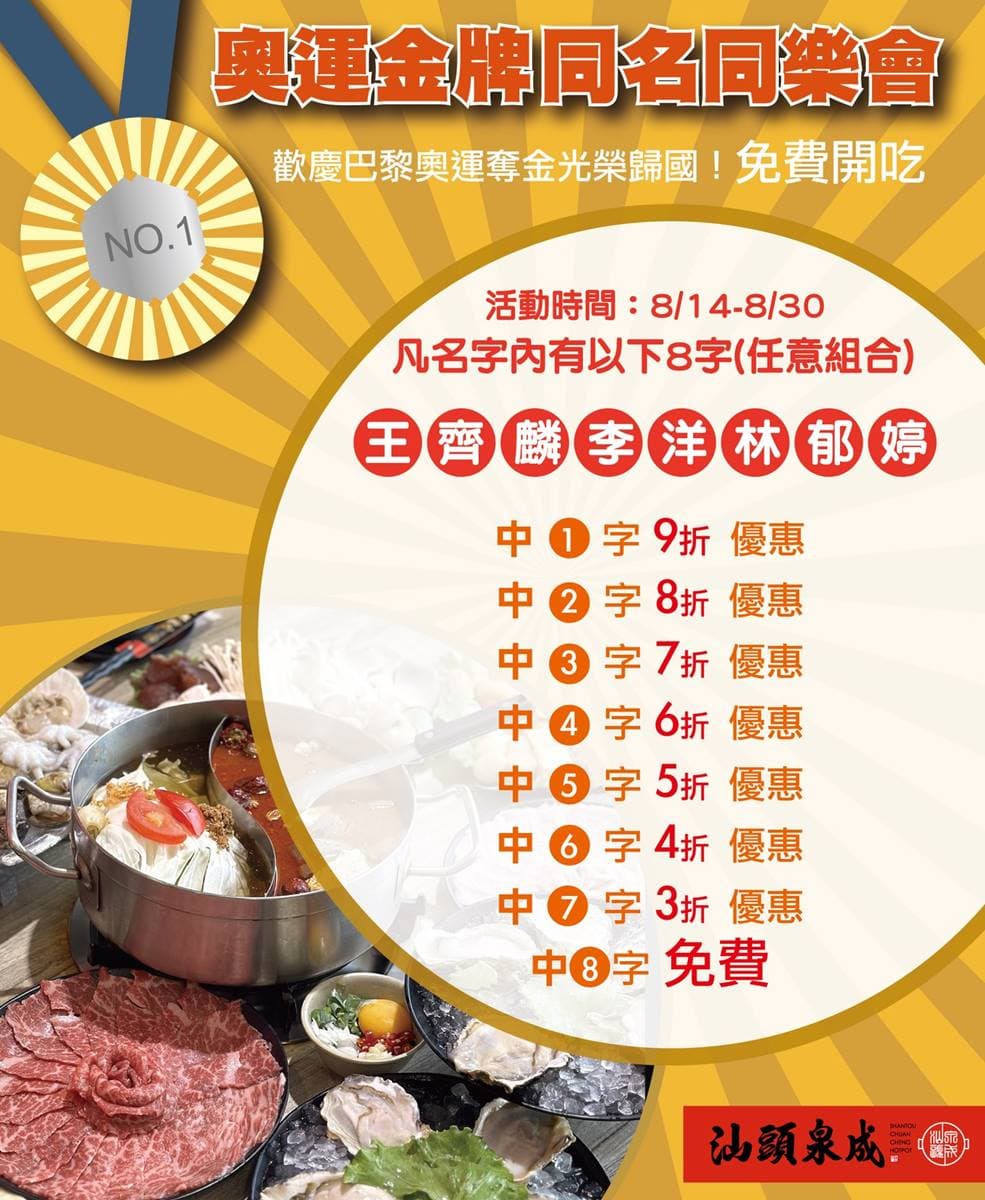 對中「王、李、林」免費吃鍋!汕頭沙茶鍋、吃到飽4品牌優惠,最高現折3000元 對中「王、李、林」免費吃鍋!汕頭沙茶鍋、吃到飽4品牌優惠,最高現折3000元