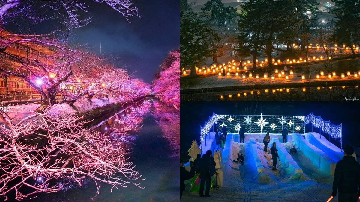 一生必看一次!夜訪百年古城「雪燈籠祭」,絕美映雪「冬之櫻」綿延兩岸