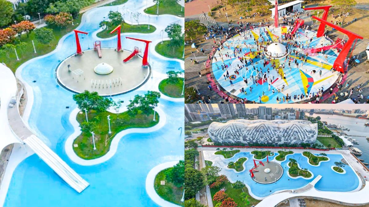 高雄最大免費水樂園回歸!星光水岸公園重新開放,嗨玩氣墊樂園、逛美食市集