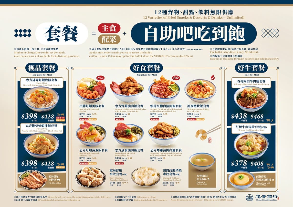 378元主餐+自助吧吃到飽!12款炸物、甜湯、鹼水粽無限吃,必嗑爆量蝦仁飯 378元主餐+自助吧吃到飽!12款炸物、甜湯、鹼水粽無限吃,必嗑爆量蝦仁飯