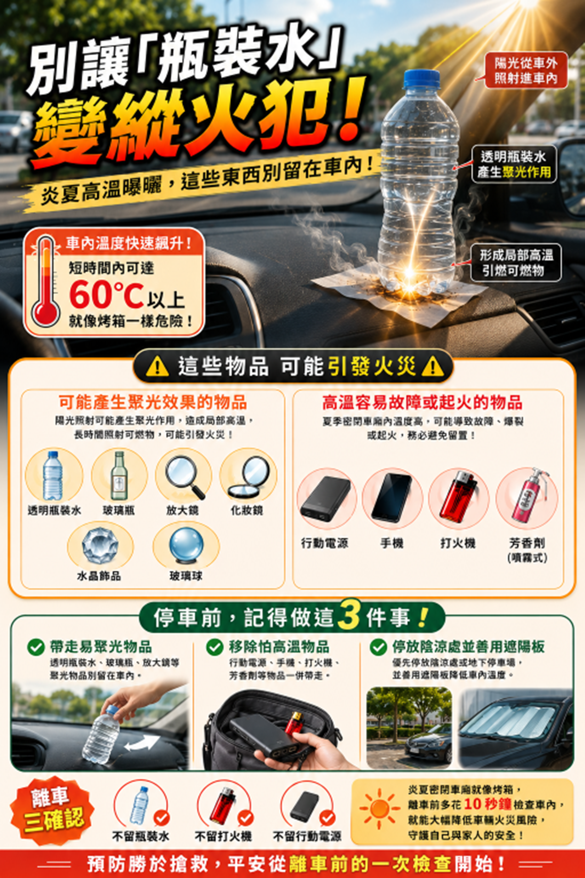 「車內放1物」竟起火燃燒!消防局警告10大危險品:手機、芳香劑都上榜 「車內放1物」竟起火燃燒!消防局警告10大危險品:手機、芳香劑都上榜