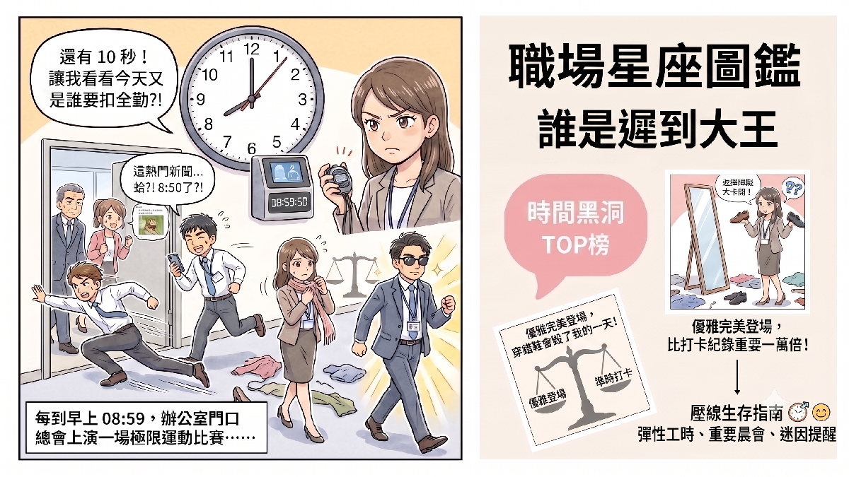 每天跟打卡鐘上演《玩命關頭》!遲到大王星座TOP 5,雙魚、射手根本壓線魔人