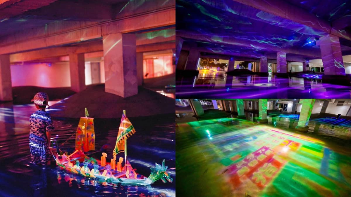 台南河樂廣場變夜間美術館!中國城光雕、造型小船必拍,這天有市集、水域表演