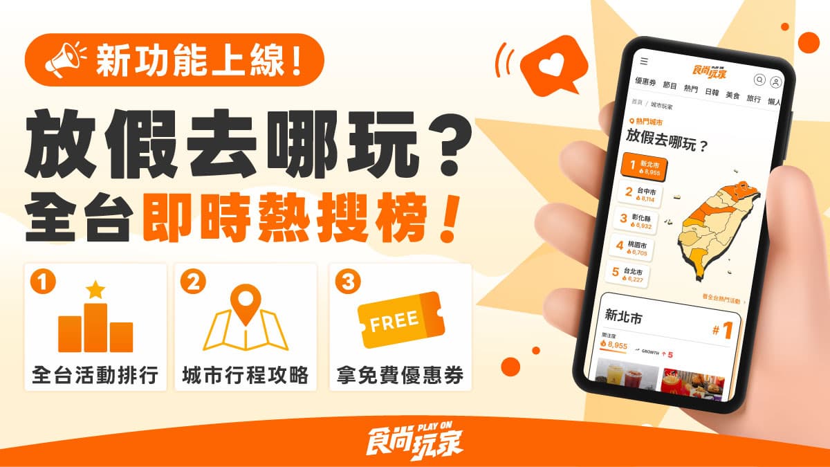 旅遊規劃救星!食尚玩家全新「城市玩家」,全台熱度排行榜、優惠情報一覽 旅遊規劃救星!食尚玩家全新「城市玩家」,全台熱度排行榜、優惠情報一覽