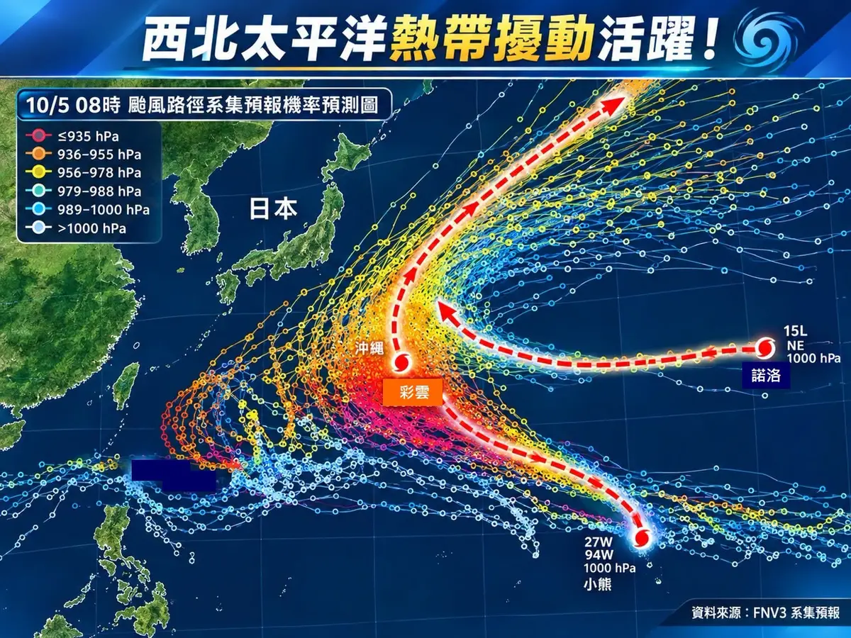 ３颱風最新路徑曝！全台最低溫僅16度，加碼國慶連假天氣：這些地方防雨