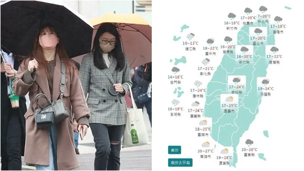 本週天氣變化大！鋒面通過北台灣兩天一變，這天起天氣好轉氣溫回升