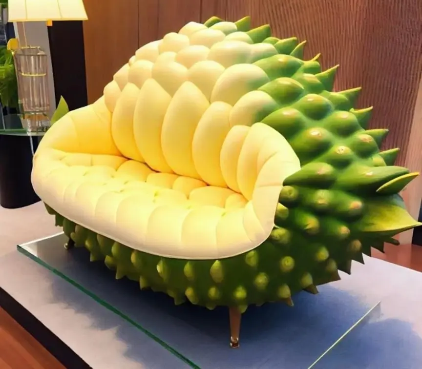 整顆榴槤沙發金促咪!尖刺外殼包滿果肉神還原,榴槤控:用看的就有味道 整顆榴槤沙發金促咪!尖刺外殼包滿果肉神還原,榴槤控:用看的就有味道