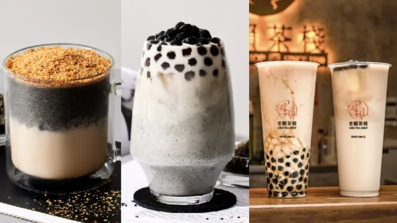 暗黑系手搖飲！老賴茶棧ｘ《黑的教育》推６飲品，黑芝麻珍奶、珍珠太后牛乳