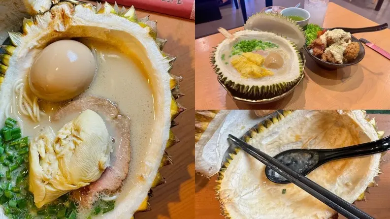畫面好衝擊!日料餐廳推「榴槤拉麵」,大塊果肉搭豚骨湯頭整顆端上桌
