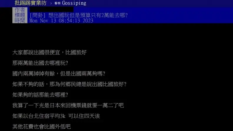 想出國玩但預算２萬元能去哪？網友一面倒激推「這裡」：便宜又好玩