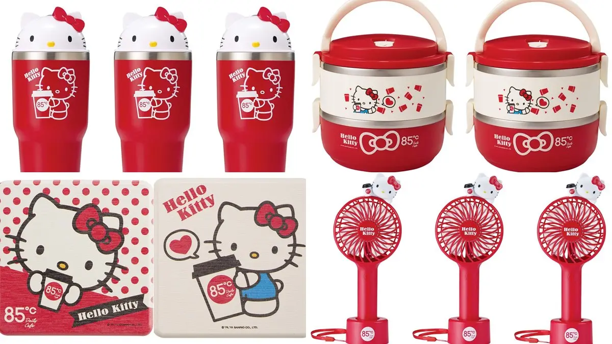 貓界女王好萌！85度C推出「Hello Kitty周邊」，「公仔造型保冰杯」必收