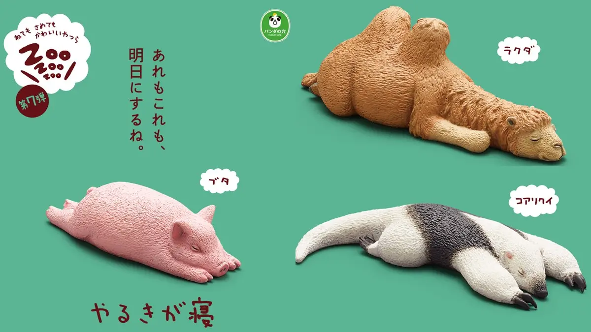 好想跟著睡！最新「休眠動物園公仔」，熊貓之穴派出豬豬、駱駝表演厭世睡