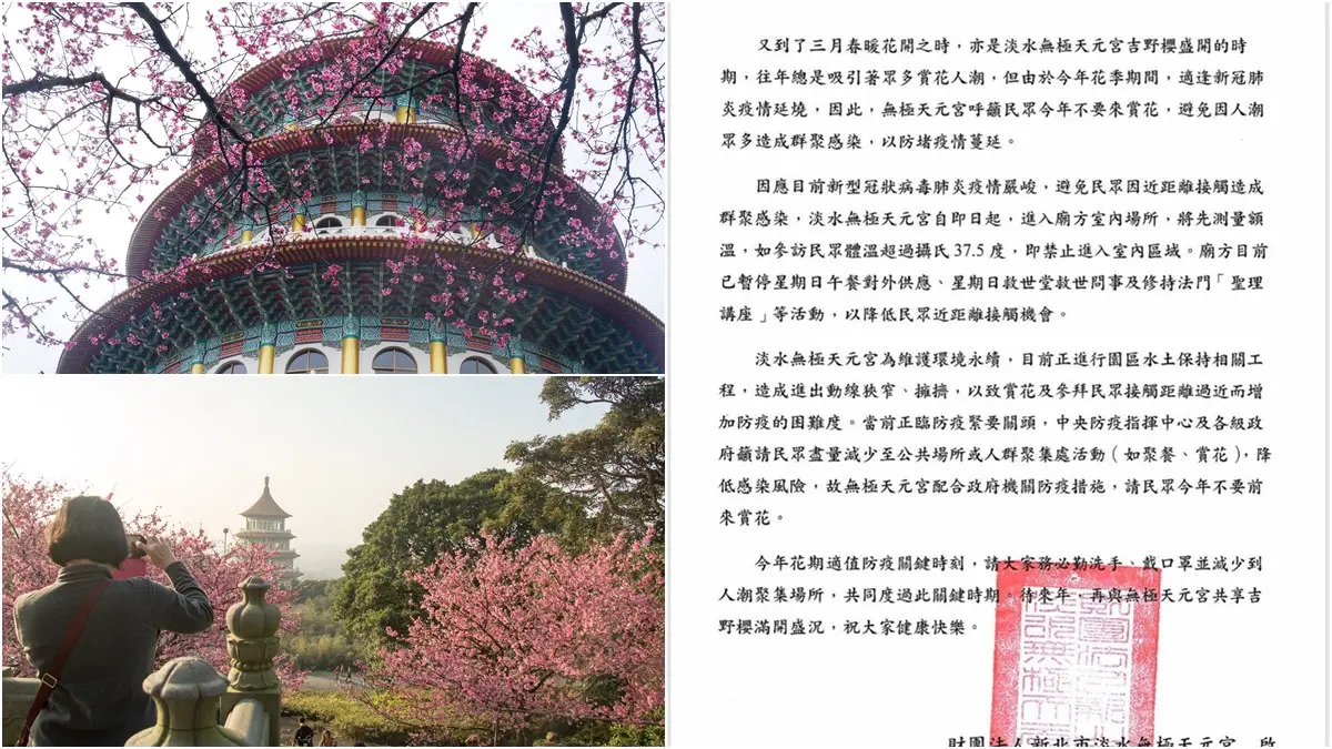 不要來賞花!正進入最美花期...淡水天元宮突發「緊急公告」:會戴口罩拍給大家看