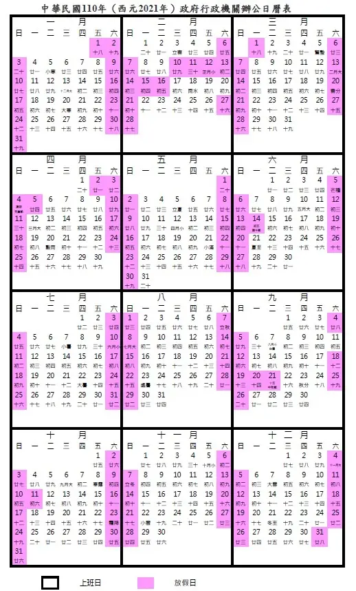 明年爽放116天！2021年8連假出爐，春節有7天