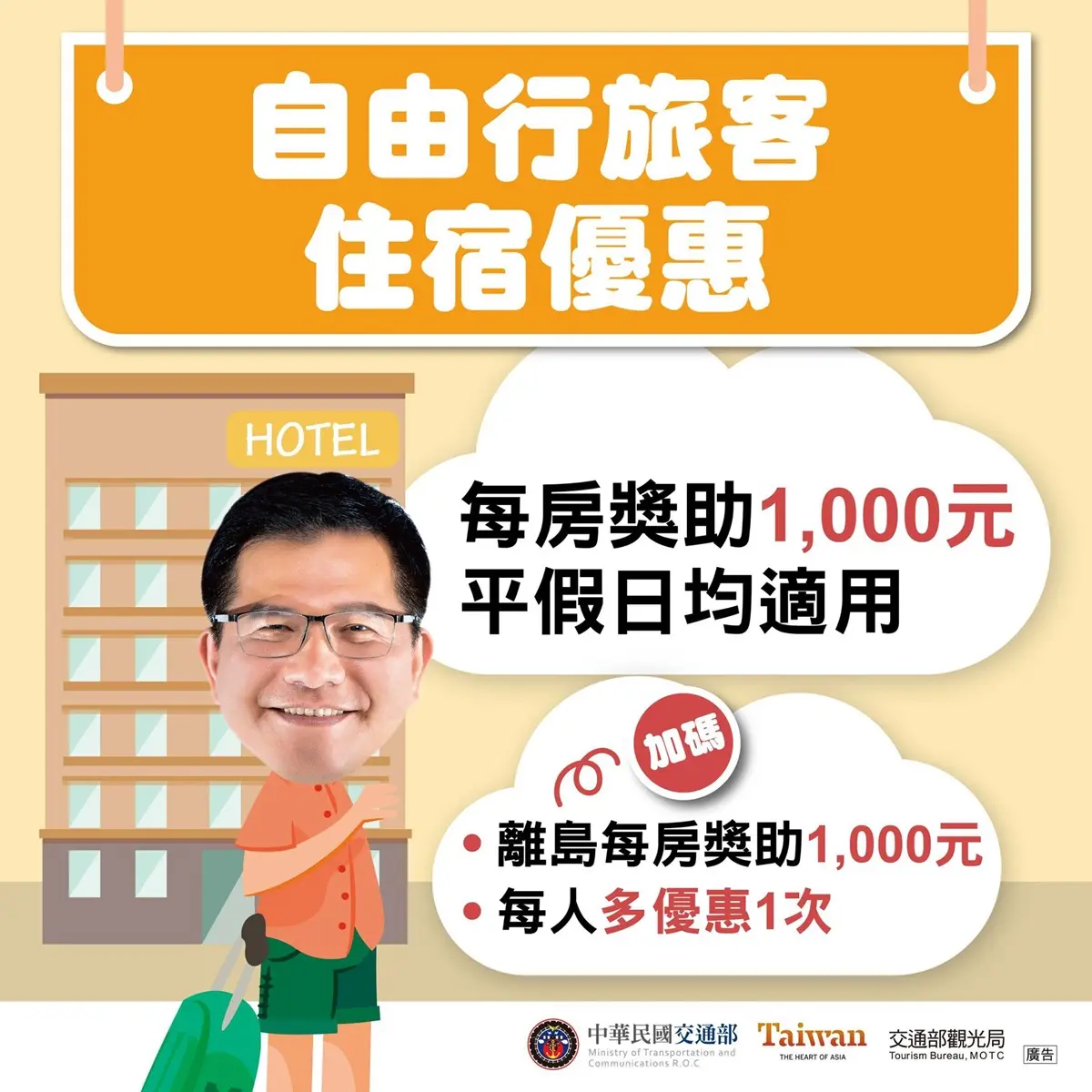 「安心旅遊補助」5大方案一次看!自由行每房獎助1000元、離島團每人每日1200元 「安心旅遊補助」5大方案一次看!自由行每房獎助1000元、離島團每人每日1200元